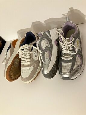 Avia Women's White Silver Cream Blue Brown Athletic Sneakers